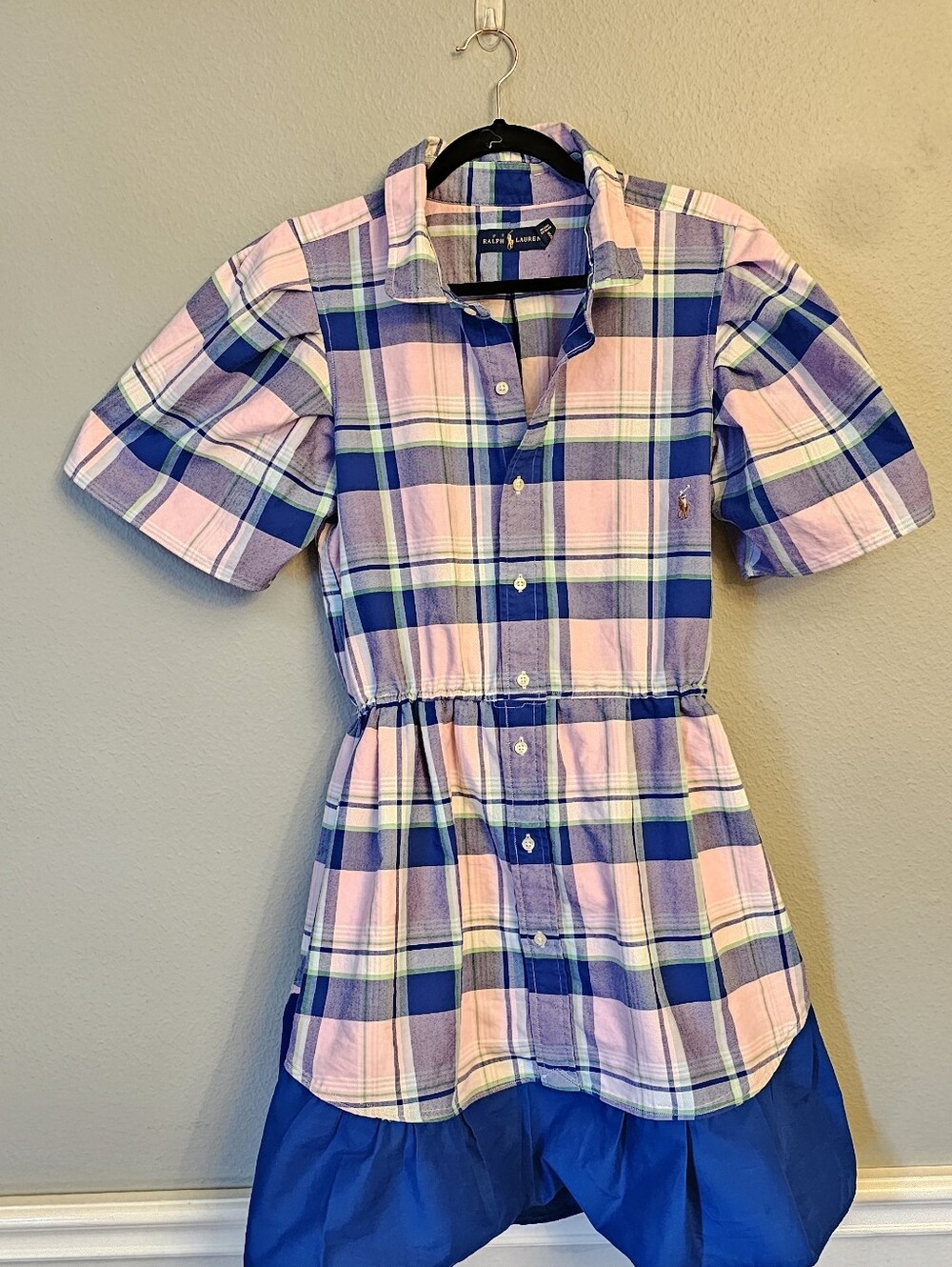 Ralph Lauren Pink, Blue  Plaid Shirt Dress - Picture 11 of 14
